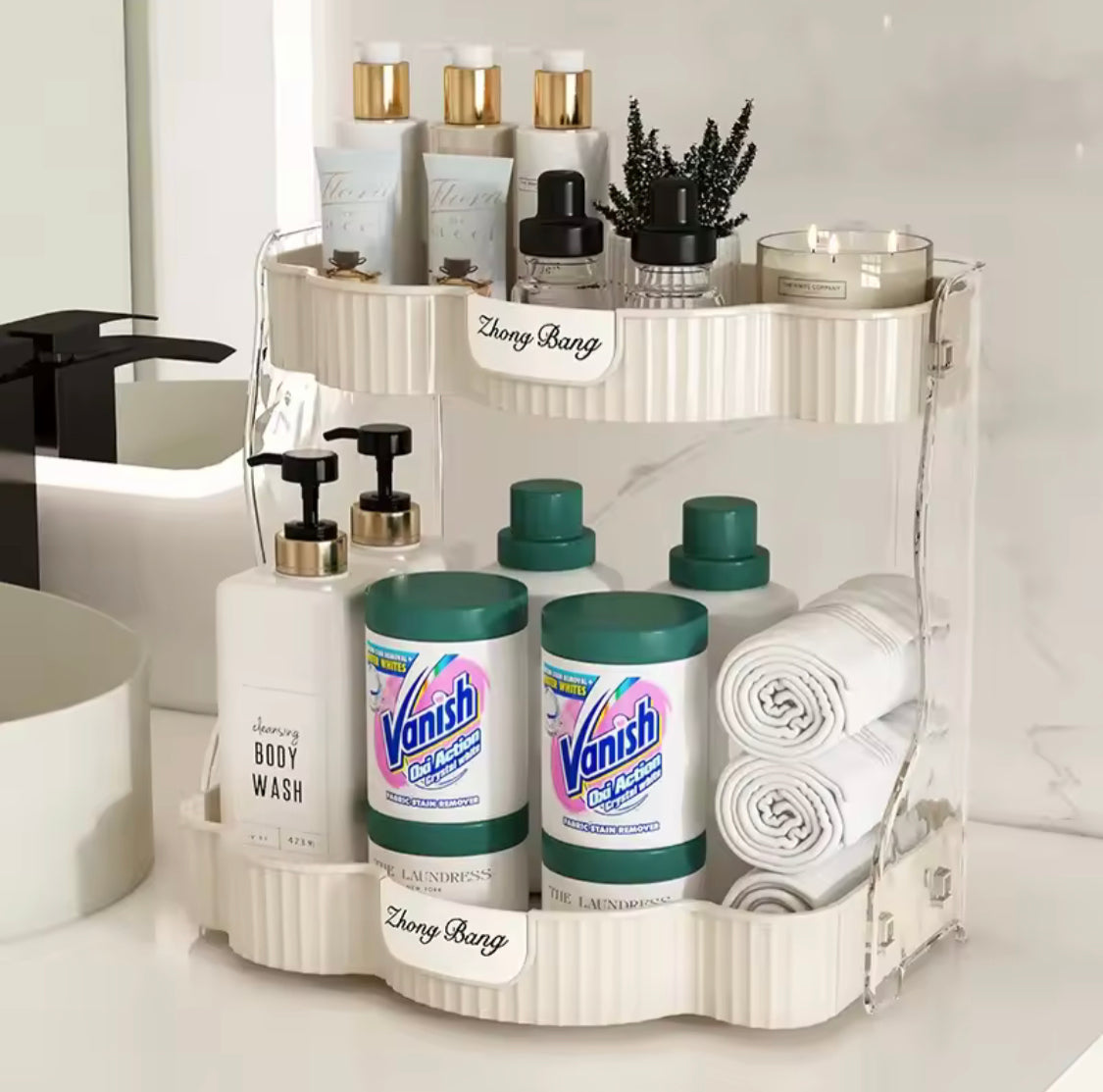 2 Tiers Desktop Storage Rack, Storage Shelf For Skincare And Perfumes, 2 Layer Kitchen Spice Rack, Bathroom Vanity Organizer 2 Tiers Desktop Storage Rack, Storage Shelf For Skincare And Perfumes, 2 Layer Kitchen Spice Rack, Bathroom Vanity Organizer